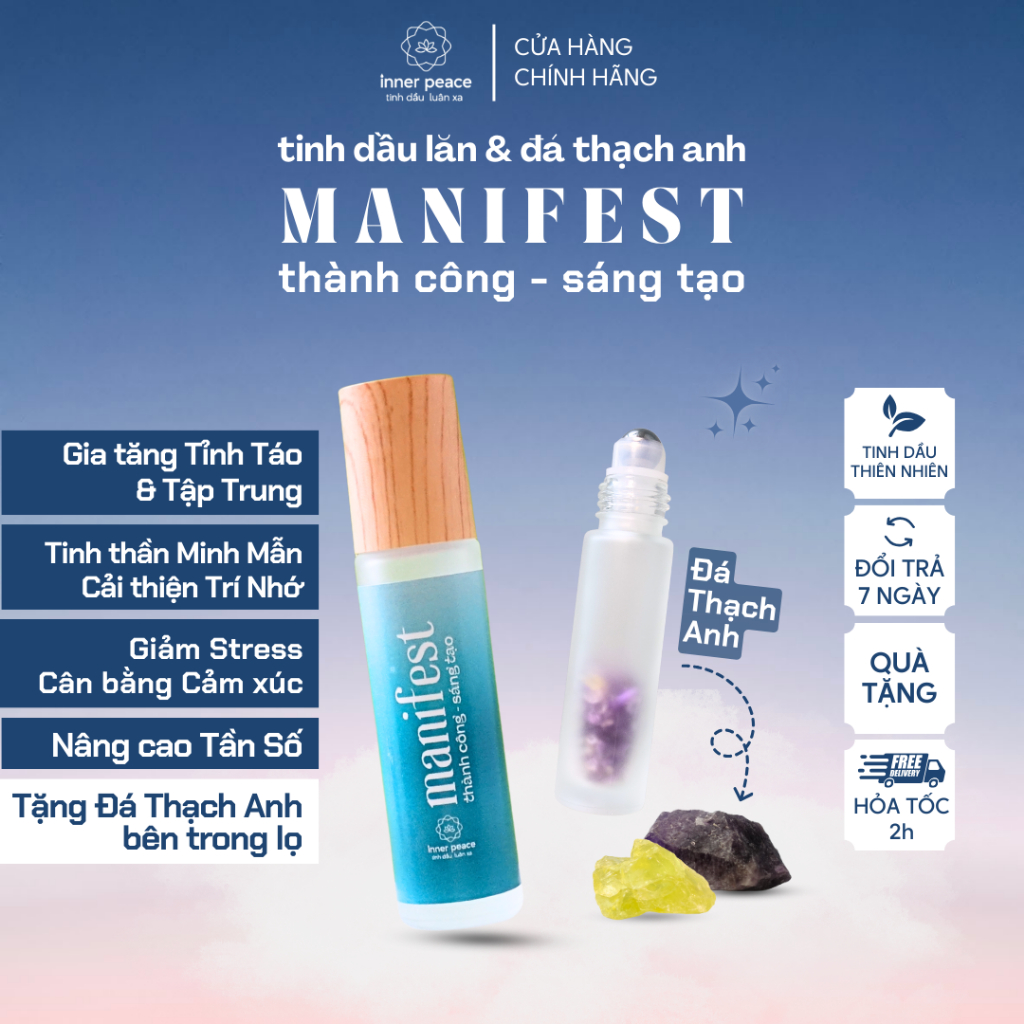 Tinh dầu Lăn MANIFEST thu hút THÀNH CÔNG, SÁNG TẠO Inner Peace | Tặng Hướng dẫn MANIFEST