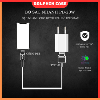 Bộ sạc nhanh PD 20W dành cho iphone X =>14Promax, Bảo hành 12 tháng, Dolphin - DC119