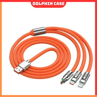 Dây cáp sạc nhanh 3 Trong 1 loại C 6A 120W bằng hợp kim kẽm đầu nối silicon