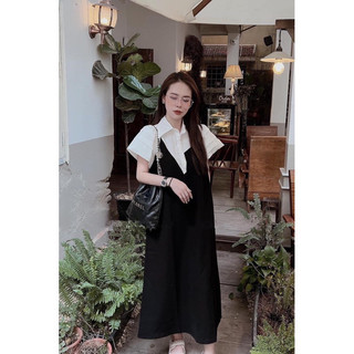 Váy sơ mi, đầm sơ mi phối thân sang chảnh from rộng dáng dài