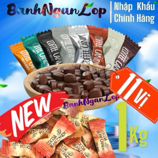 LOẠI 1 - 1Kg Kẹo Cà Phê 11 Vị Không Đường Coffee Candy Béo Ngậy, Kẹo Trà Sữa Cafe