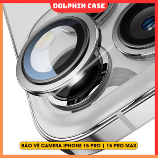 Bộ dán bảo vệ từng mắt camera iphone bằng kim loại chống xước, chống lóa cho Iphone 15 Pro/15ProMax - DolphinCase