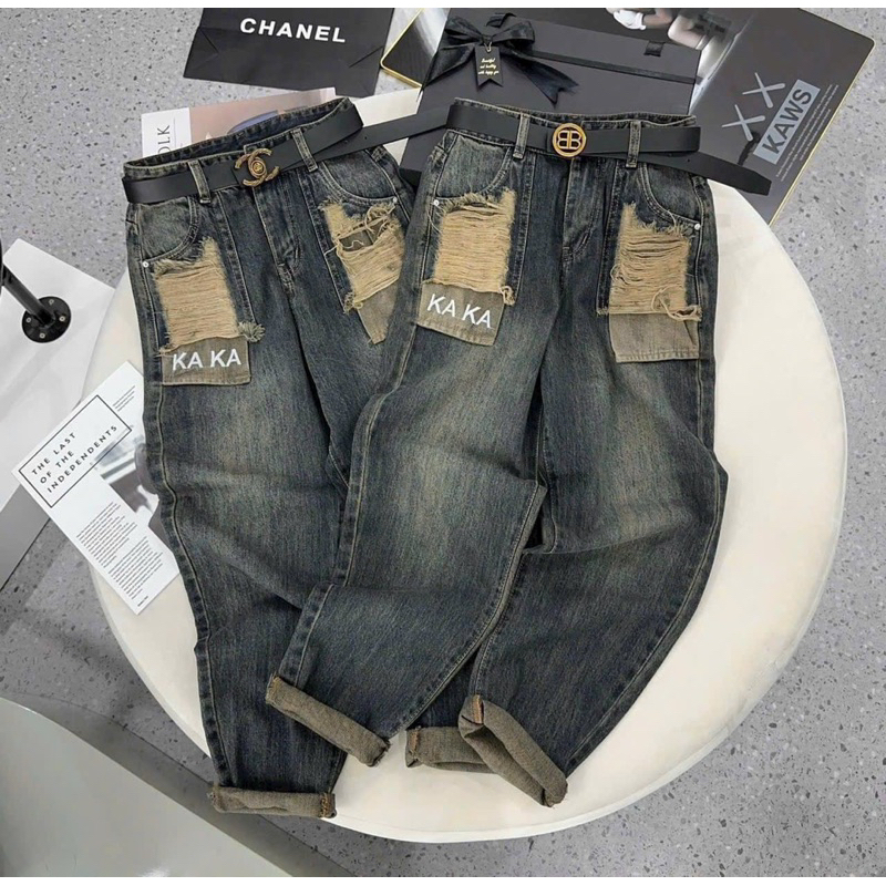 Quần jean baggy rách túi siêu đẹp dễ phối đồ, quần jean nữ lưng cạp cao phong cách ulzzang hottrend | BigBuy360 - bigbuy360.vn