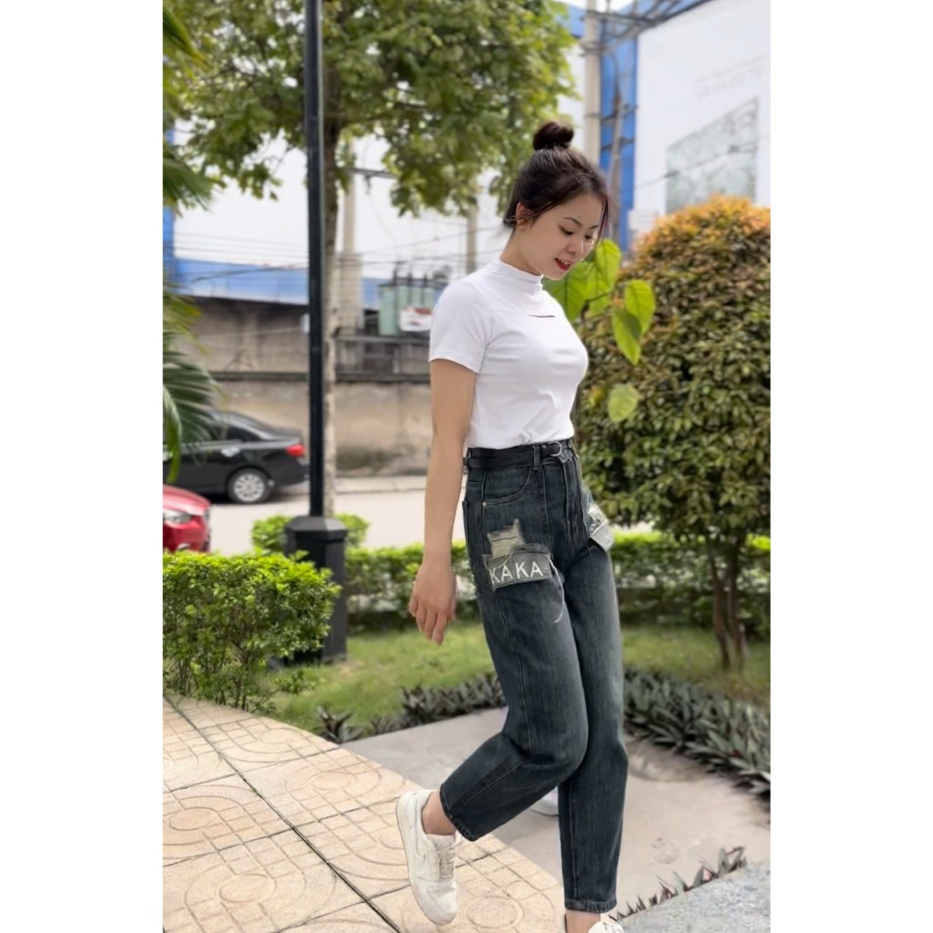 Quần jean baggy rách túi siêu đẹp dễ phối đồ, quần jean nữ lưng cạp cao phong cách ulzzang hottrend | BigBuy360 - bigbuy360.vn
