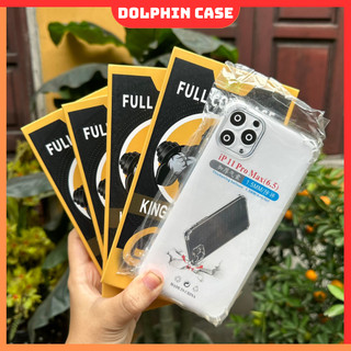 Combo 4 kính cường lực Iphone K.i.n.g.K.o.n.g glass khung tự dán chống nhìn trộm tặng kèm ốp trong suốt