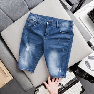 Quần short jean nam gkm003 quần bò short co giãn cao cấp khoá kéo nút gài chất hàng mới hình thật