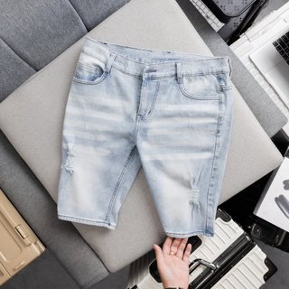 Quần short jean nam gkm005 quần bò short co giãn cao cấp khoá kéo nút gài chất hàng mới hình thật