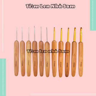 Kim móc len cán gỗ - Cây móc len size từ 0.5mm đến 6mm | Tiệm Len Nhà Sam - Sam Crochet