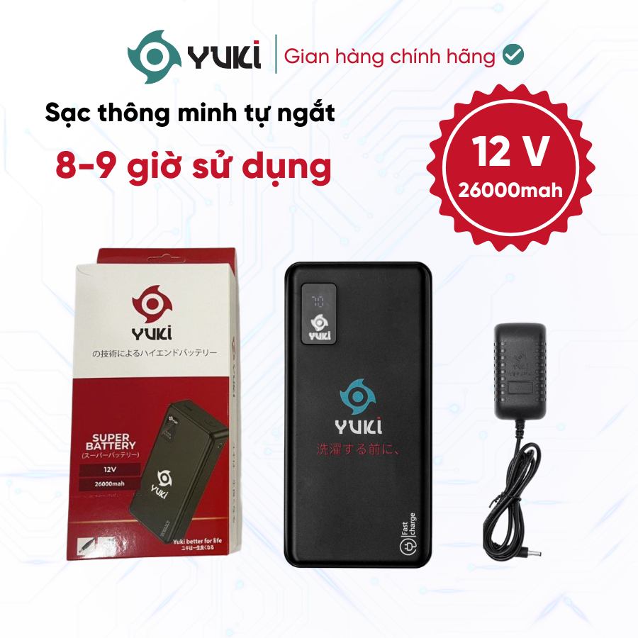 Pin lẻ áo điều hòa Nhật Bản YUKI RADIUM - Pin 12 V, 26000 mAh, sử dụng 8 -10h bảo hành 12 tháng