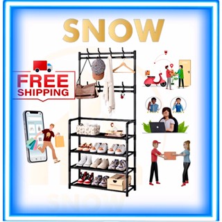 Giá Kệ Để Giày Dép Chữ L - H Đa Năng 4 Tầng  HỎA TỐC HCM | Có 8 Móc Treo Quần Áo Nón Túi Xách Decor Nhà Phòng Trọ, Shop