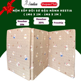 Nệm gấp 3 chất liệu pe thương hiệu Hestia cao cấp dày 5cm. Tấm trải nệm ngủ văn phòng gấp gọn 1m6 x 2m - 1m8 x 2m