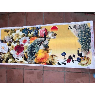 Tranh thêu chữ thập thành phẩm Phu thê viễn mãn 195x86cm