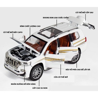 Xe mô hình ô tô Toyota Landcuiser PRADO bằng sắt Tỉ lệ 1:32 màu trắng