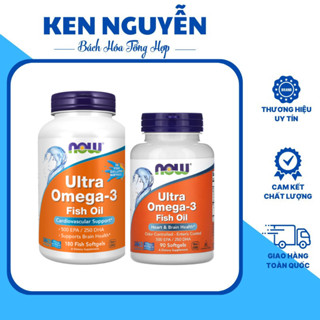 Now Ultra Omega 3 Giúp Đẹp Da Chống Lão Hóa Sáng Mắt Dầu Cá Omega3 Fish Oil NOW Omega 3 Từ Mỹ (180 Viên, 90 Viên)