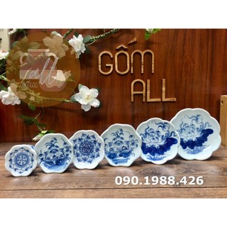 Chân đế nến/Khay trầu men lam xanh ngọc bày ban thờ cúng gia tiên gốm ALL sứ Bát Tràng hàng đẹp