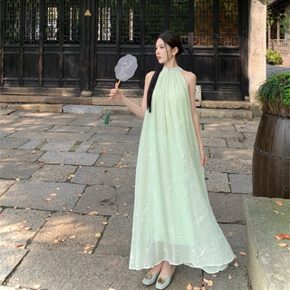 Váy voan xanh Pastel thêu hoa