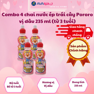 Combo 4 chai nước ép trái cây Pororo vị dâu 235 ml