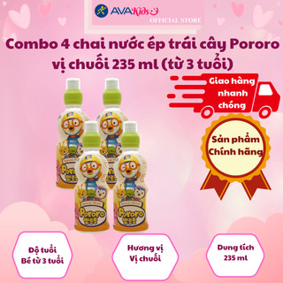 Combo 4 chai nước ép trái cây Pororo vị chuối 235 ml