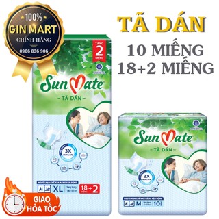 Tã dán người già Sunmate size M10/L10/XL10/M18+2/L18+2/XL18+2 tã người lớn