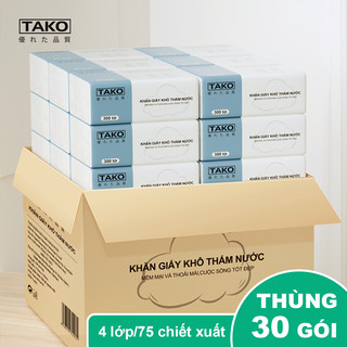 Khăn giấy lụa, giấy ăn rút Tako thùng 300 tờ chính hãng, siêu mềm mịn không tẩy trắng