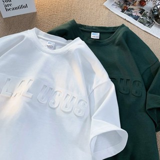 Áo Thun In Chữ Nổi ALALUSUS Unisex - Áo Phông Nam Nữ Tay Lỡ Form Rộng Chất Liệu Cotton Khô