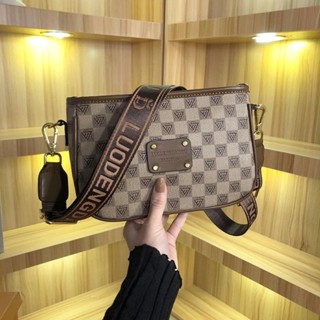 Túi xách nữ đeo vai đeo chéo kẻ ô dây dù bản to nam nữ đeo  đều đep mã 295