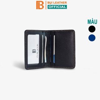 Ví đựng thẻ da bò Bụi Leather V130 da thật, khâu tay thủ công, bảo hành 12 tháng