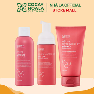 Bộ 3 sản phẩm đậu đỏ Cỏ Cây Hoa Lá tẩy da chết 150g + sữa rửa mặt tạo bọt 150g + Toner đậu đỏ 150g - Nhà Lá