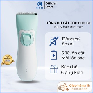Tông đơ cắt tóc cho bé sạc pin có dây rời, tăng đơ cắt tóc cho trẻ em chống ồn, tặng bộ 6 phụ kiện và áo choàng cắt tóc.
