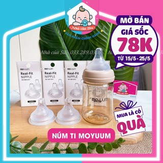 Núm ti Moyuum Hàn Quốc size 1234, Núm thay thế bình Moyuum có hỗ trợ đục núm Nhà của Su
