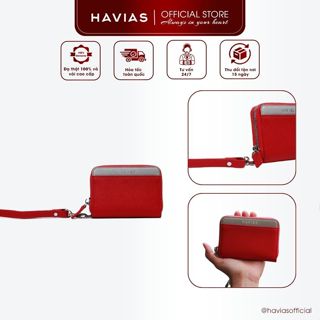 VERSA HAVIAS ví da độc quyền khoá kéo mini da bò thật Saffiano Ý 100%