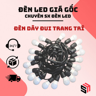 Dây Đèn Trang Trí Ngoài Trời 5m 10 đui ,10m 20 đui , Dây Đui Chống Nước, Chống Va Đập