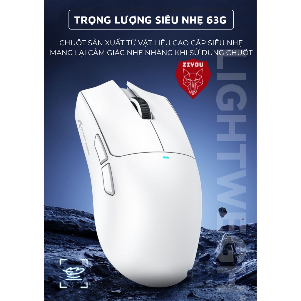 Chuột Không Dây Bluetooth Chuyên Gaming Ziyou Attack Shark X11 Chip Khủng PAW3311 Pollingrate 1Khz | BigBuy360 - bigbuy360.vn