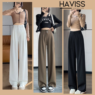 Quần ống rộng dáng dài Haviss cạp cao hai khuy quần cultotes suông vải mềm phù hợp đi học đi làm thời trang công sở nữ