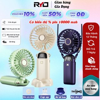 {Bảo hành 12 tháng} 2024 Quạt cầm tay tích điện dung lượng pin khủng 10000mAh Màn hình LED gió 5 tốc độ có hương li