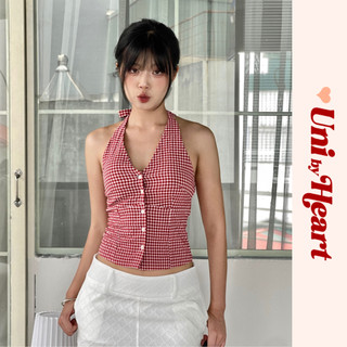 Áo yếm Tiana Halter AY004 buộc dây, hoạ tiết kẻ, màu sắc trẻ trung - Uni By Heart
