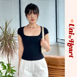 Áo ôm cổ vuông tay ngắn Orla Top ATV010, chất liệu vải thun gân cotton - Uni By Heart