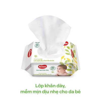 Khăn ướt Huggies lau sạch dịu nhẹ cho bé (80 miếng/gói)