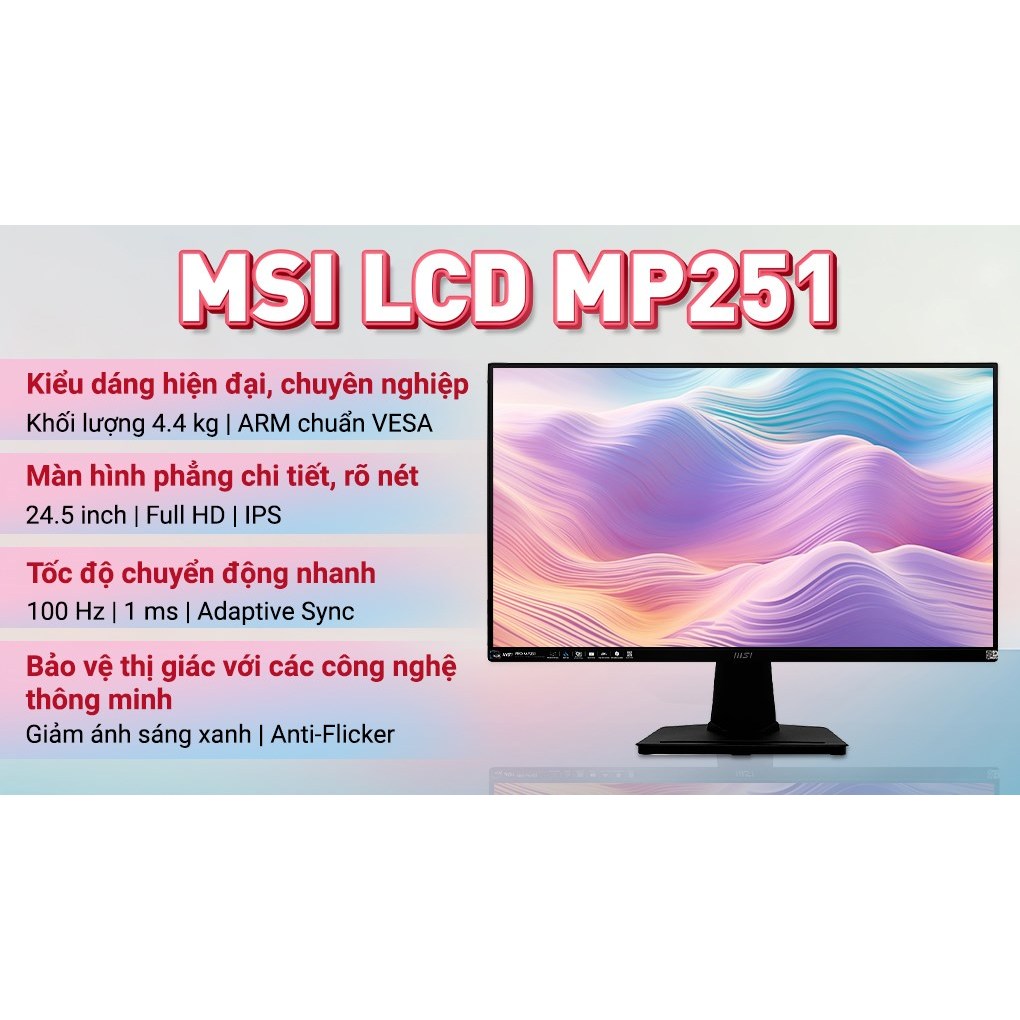 Màn hình MSI Pro MP241X | MP251 | MP245V | MP252 AdaptiveSync - DisplayKit - Hàng Chính hãng | BigBuy360 - bigbuy360.vn