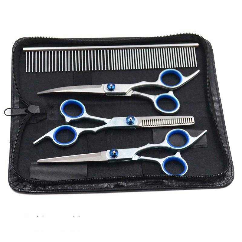 Combo 3 kéo + Lược inox cắt tỉa lông chó mèo tại nhà