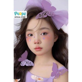 Bờm Cài Tóc Poopi Màu Tím Kèm Bướm Dễ Thương Cho Bé Gái
