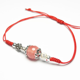Vòng tết đá Đào Hoa mix charm Bạc - Ngọc Gems