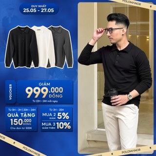Áo polo dệt kim LUCIAN dài tay cao cấp, kiểu dáng classic sang trọng - POLOMANOR