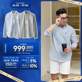 Áo sơ mi sọc tay dài POLOMANOR vải Oxford phiên bản cao cấp, trẻ trung, thanh lịch