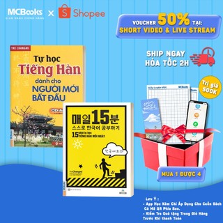 Combo tự học tiếng hàn dành cho người mới bắt đầu + 15 phút tự học tiếng hàn mỗi ngày mcbooks