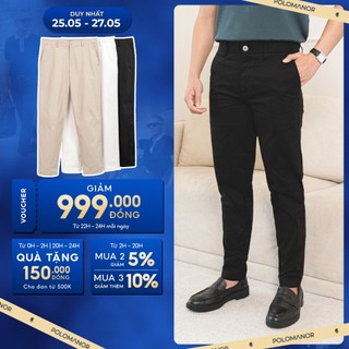 Quần dài kaki nam POLOMANOR chuẩn form, co dãn, mềm mịn