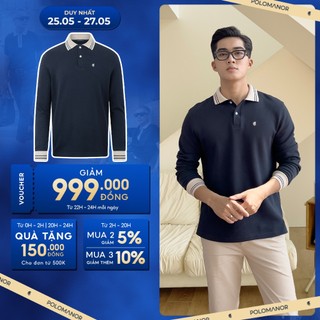 Áo polo nam tay dài HAMES vải cá sấu cotton interlock xuất xịn, thanh lịch, sang trọng - POLOMANOR