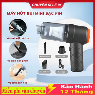 Máy hút bụi mini cầm tay không dây lực hút 6000mpa nhỏ gọn, hút bụi ôtô m2037, lực hút siêu mạnh, công suất 60w