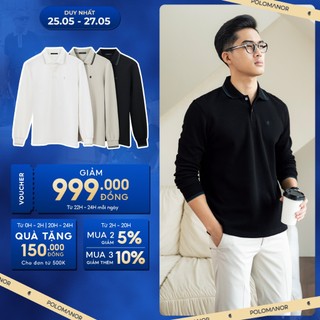 Áo polo nam TAY DÀI CLASSIC vải cá sấu cotton interlock xuất xịn, nam tính, sang trọng - POLOMANOR