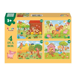 Xếp hình 4 Trong 1 - 54 miếng - Puzzle cho trẻ - Puzzle Jigsaw Giggle - Nguyễn Trắc - 4 in 1 - 54pcs